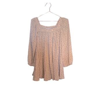 Hayden LA Floral Peasant Dress tunic floral pleated square neck size medium